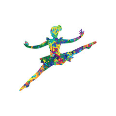 Naklejka na ściany i meble dancing girl illustration wall art digital Print