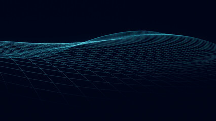 Abstract Wavy Wireframe Technology Background