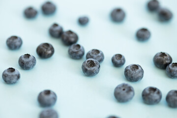 Blueberry isolated on blue background.