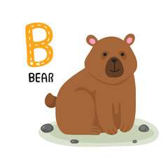 Illustration Isolated Animal Alphabet Letter B-Bear