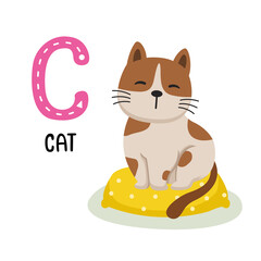 Illustration Isolated Animal Alphabet Letter C-Cat