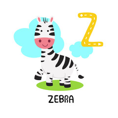 Obraz na płótnie Canvas Illustration Isolated Animal Alphabet Letter Z-Zebra