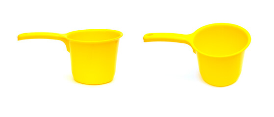 Household plastic yellow dipper for shower, bath