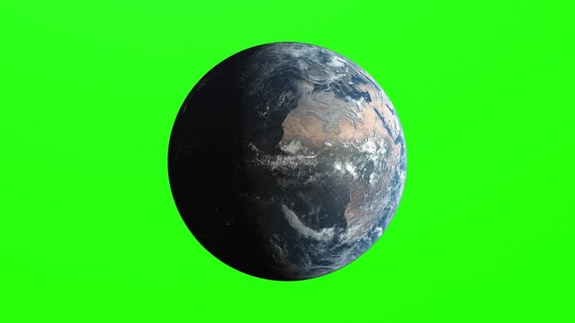 Flight to earth - zoom to earth in space on Green Screen. High detailed texture