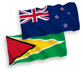 Flags of New Zealand and Co-operative Republic of Guyana on a white background