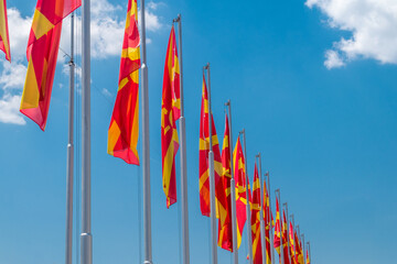 Flag of North Macedonias. National flags of the Republic of North Macedonia.