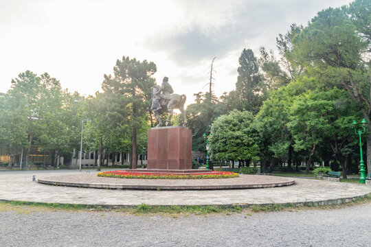 Sunny View On Equestrian Monument Nicholas I Of Montenegro (Nikola I Petrovic-Njegos) In Podgorica, Montenegro.