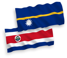 Flags of Republic of Costa Rica and Republic of Nauru on a white background