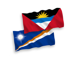 Flags of Republic of the Marshall Islands and Antigua and Barbuda on a white background