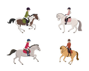 A set on the theme of a pony club, children ride small horses