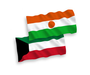 Flags of Republic of the Niger and Kuwait on a white background