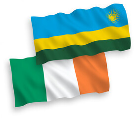 Flags of Ireland and Republic of Rwanda on a white background