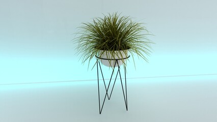 3d illustration of decorative plant vase inside isolated on white background