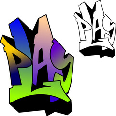 graffiti colorful text cartoon illustration in vector format
