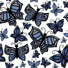 Vintage butterfly pattern watercolor on white background