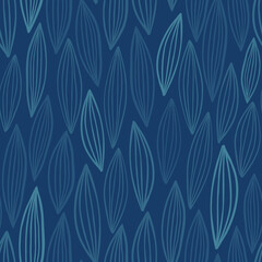 Abstract line leaves vector seamless pattern