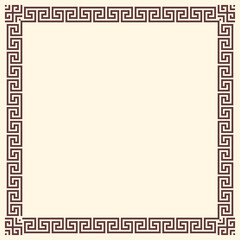 Greek key border, square frame. Decorative ancient meander, greece ornament with repeated geometric motif. Easy to make rectangle frame.