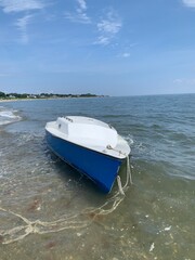 Abandoned boat on the Connecticut shore of Long Island Sound