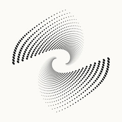Abstract circle spiral halftone background. Dotted abstract concentric circle. Spiral, swirl, twirl element for multipurpose use.