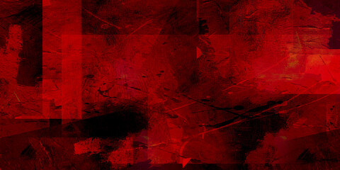 red and black abstract background with angled blocks, squares, diamonds, rectangle and triangle...