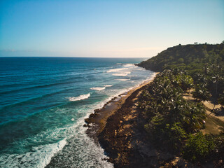 Beautiful morning in Aguadilla surfer beach aerial captures from Puerto Rico