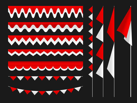 Indonesian flag template design with red white gradient color concept. Republic of Indonesian independence day. Republic of Indonesian anniversary. 17 August of social media banner template design.	