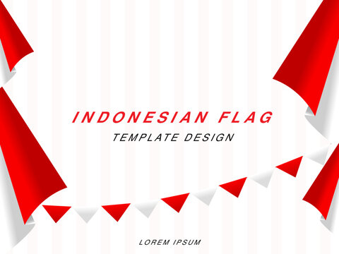 Indonesian flag template design with red white gradient color concept. Republic of Indonesian independence day. Republic of Indonesian anniversary. 17 August of social media banner template design.	