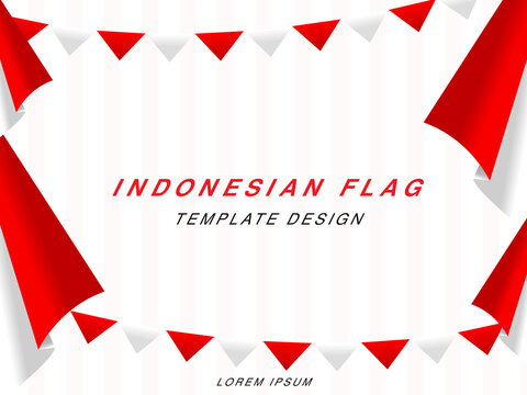 Indonesian flag template design with red white gradient color concept. Republic of Indonesian independence day. Republic of Indonesian anniversary. 17 August of social media banner template design.	