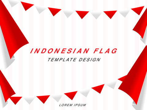 Indonesian flag template design with red white gradient color concept. Republic of Indonesian independence day. Republic of Indonesian anniversary. 17 August of social media banner template design.	