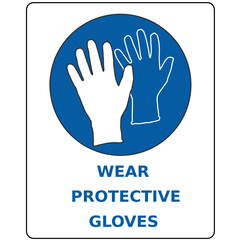Obraz premium Wear protective gloves sign vector flat blue icon 