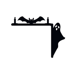 Halloween Door Corner. Monster silhouette in the corner. Happy Halloween. Flat design. White background. Isolated Vector illustration