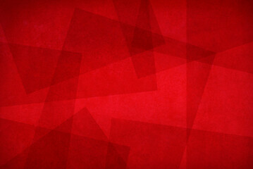 layers of textured transparent material on red background in shapes of triangles and rectangles in...