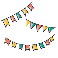 Carnival garland with flags. Festive multicolor buntings for holiday design. Vector illustration