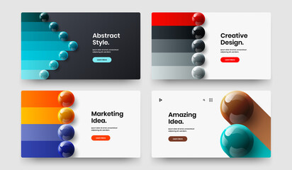 Creative 3D spheres corporate cover template bundle. Bright brochure vector design layout set.