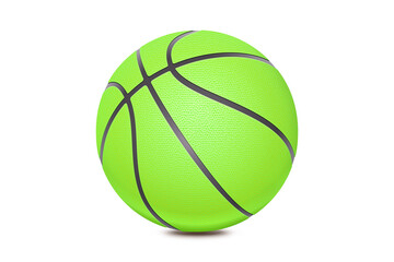 Basketball isolated on white background. Green ball, sport object concept. New emerald basketball...