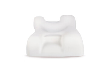 Anti wrinkle and anti aging beauty pillow isolated on white background. Orthopedic face pillow for wrinkle prevention with a Memory Effect. Medical treatment and comfort pillow. Sleeping support.