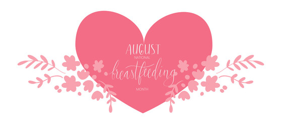 National breastfeeding month August handwritten lettering template.