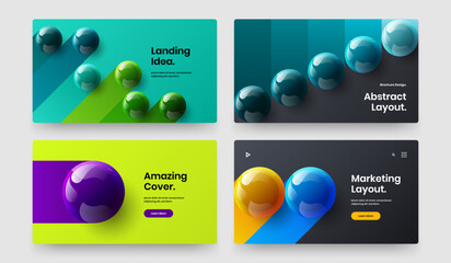 Unique realistic spheres corporate identity concept collection. Amazing placard vector design template composition.