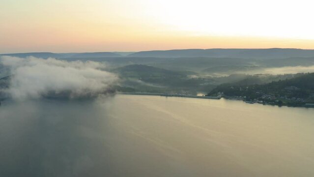 Solina Lake on Sunset in Bieszczady, Poland