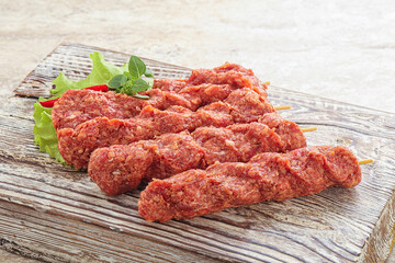 Raw beef kebab minced meat