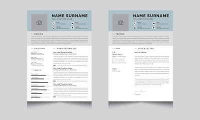 Resume Layout Set with Blue Elements Vector Minimalist Creative Curriculum Vitae
