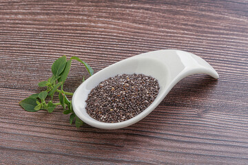 Dietary chia seeds in the bowl