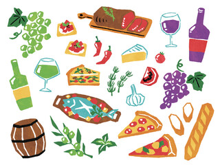 illustration of wine and dish