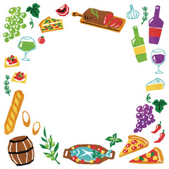 illustration of wine and dish