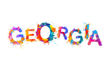 GEORGIA. Word of watercolor splash paint letters