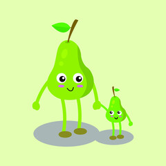 Pear family cartoon character. vector illustration. cute.