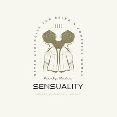 Hand drawn fashion woman logo template