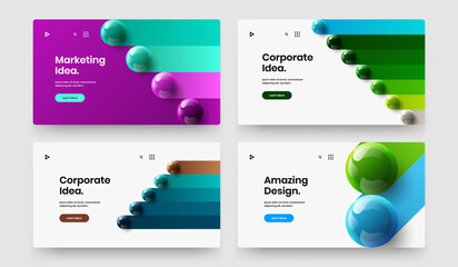 Isolated 3D balls booklet layout composition. Geometric presentation vector design concept collection.