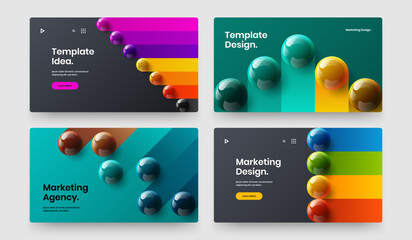 Minimalistic website vector design concept collection. Isolated realistic spheres banner layout set.