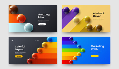 Isolated 3D balls web banner illustration bundle. Amazing website screen vector design layout set.
